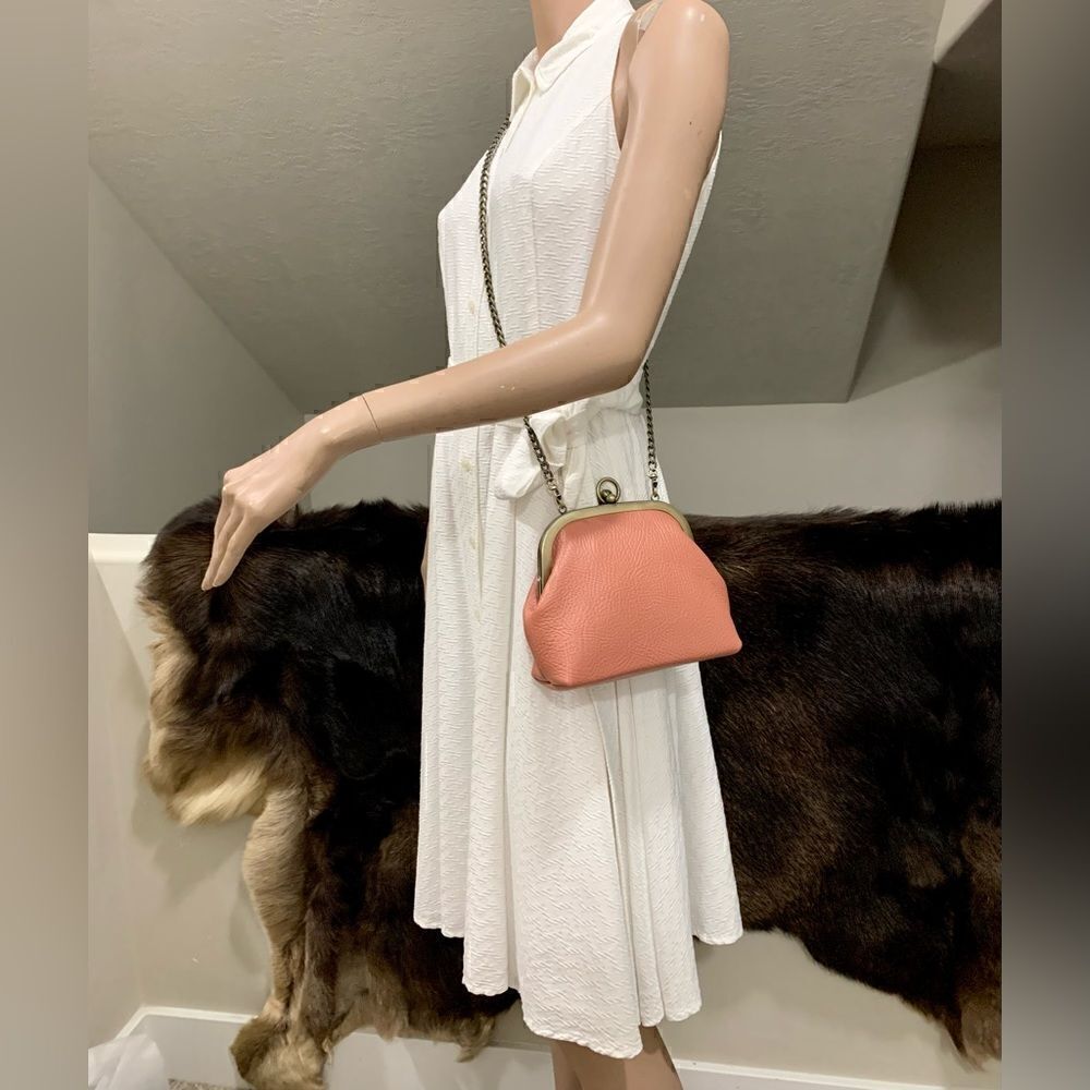 Handmade Genuine Cowhide Leather Kisslock Wristlet Shoulder Bag/Crossbody - Picture 6 of 15